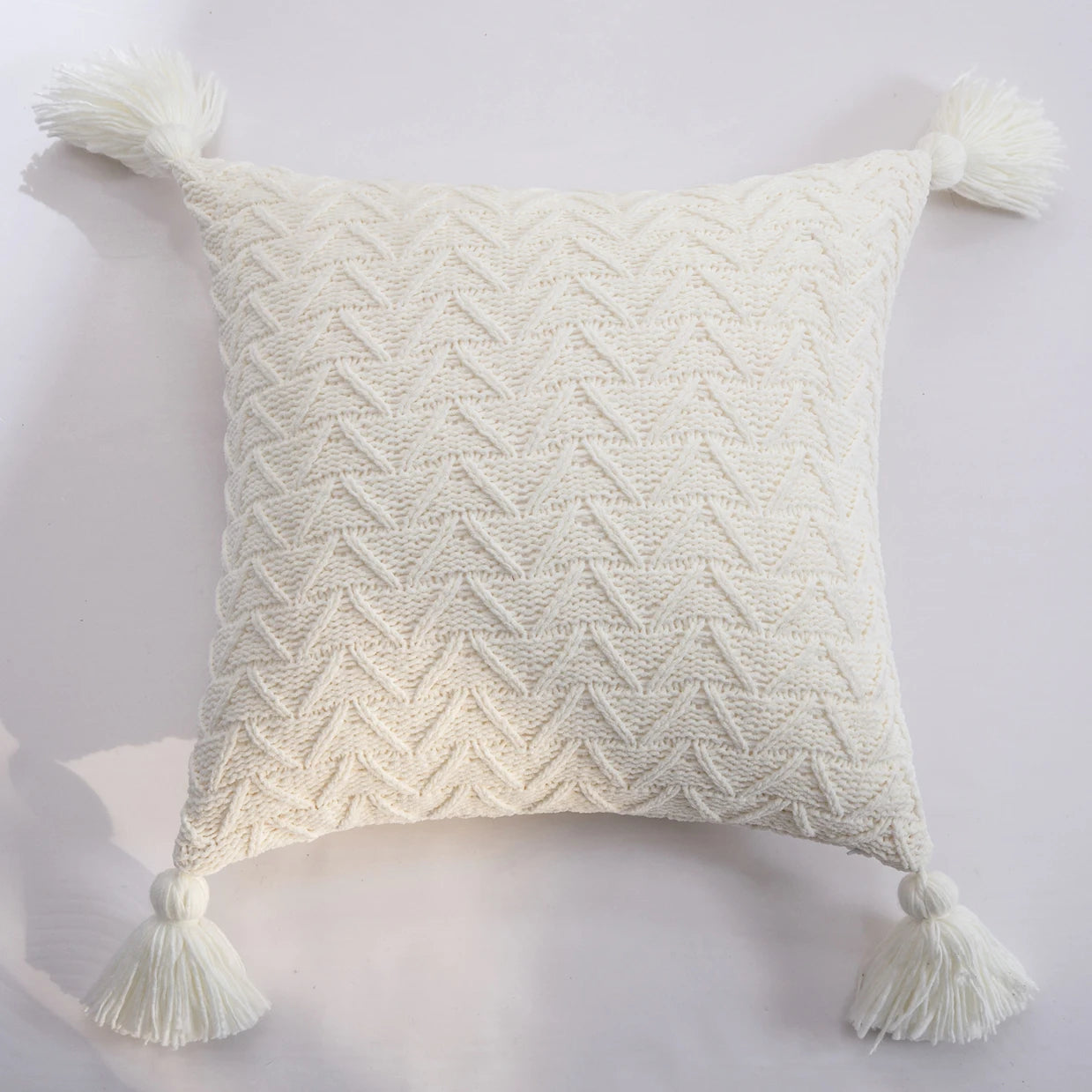 Beautiful chenille pillowcase with tassels, excellent for your living room or bedroom