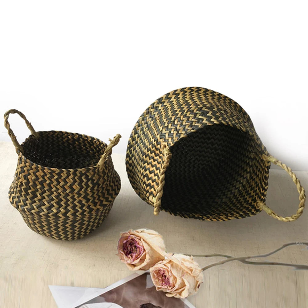 Beautiful and new handmade foldable rattan woven flower basket