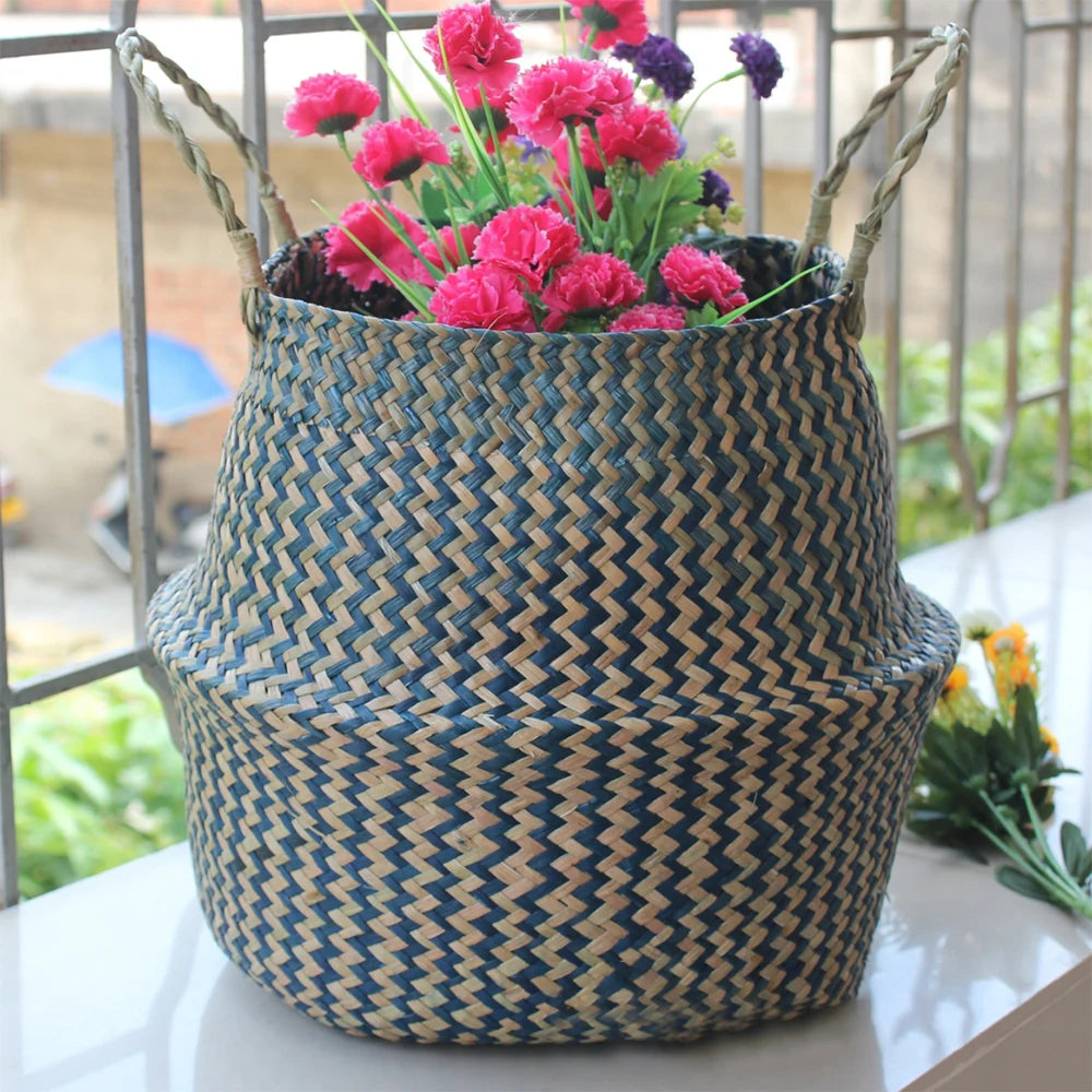 Beautiful and new handmade foldable rattan woven flower basket