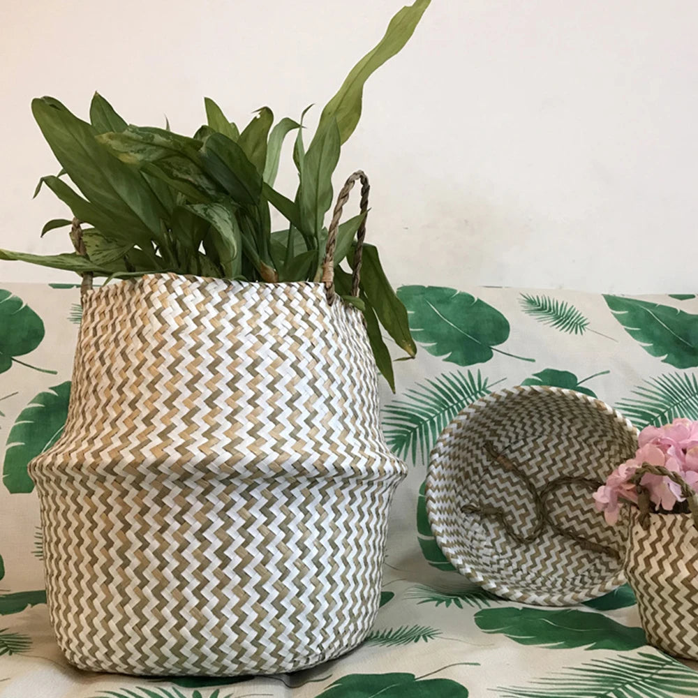 Beautiful and new handmade foldable rattan woven flower basket