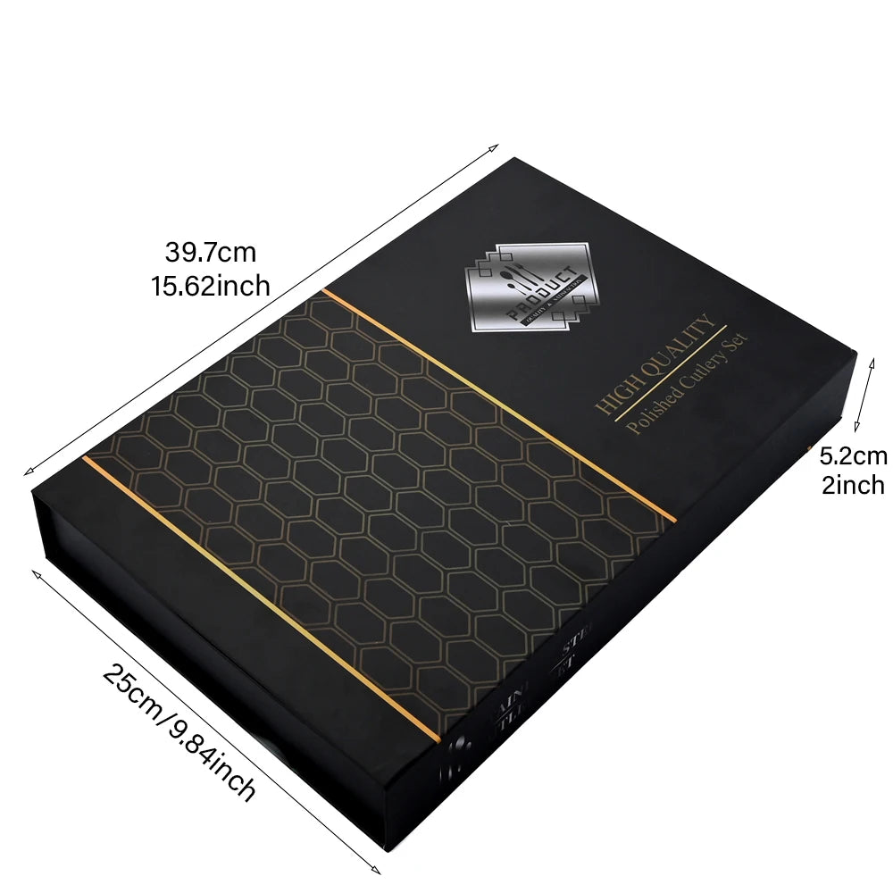 Stainless steel cutlery set - Gold, silver and black