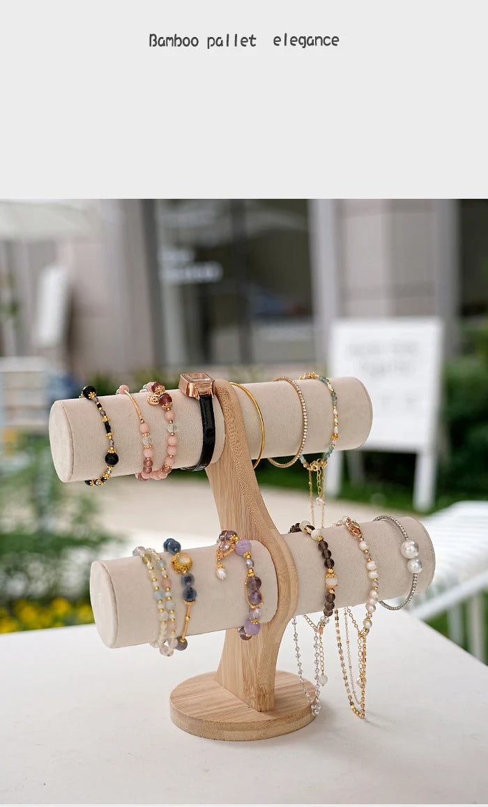 Double solid wood organizer for bracelets, watches or jewelry
