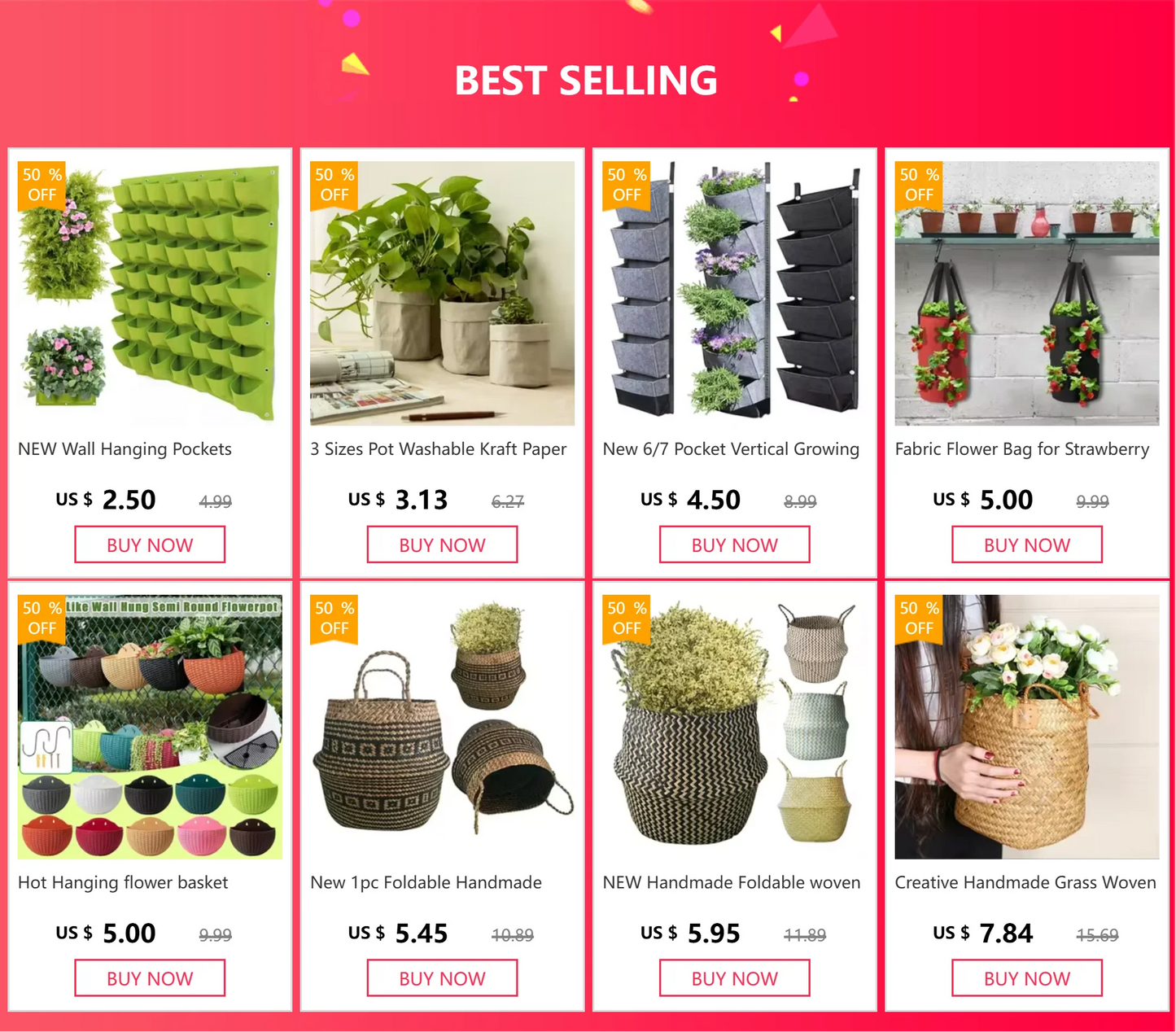 Beautiful and new handmade foldable rattan woven flower basket
