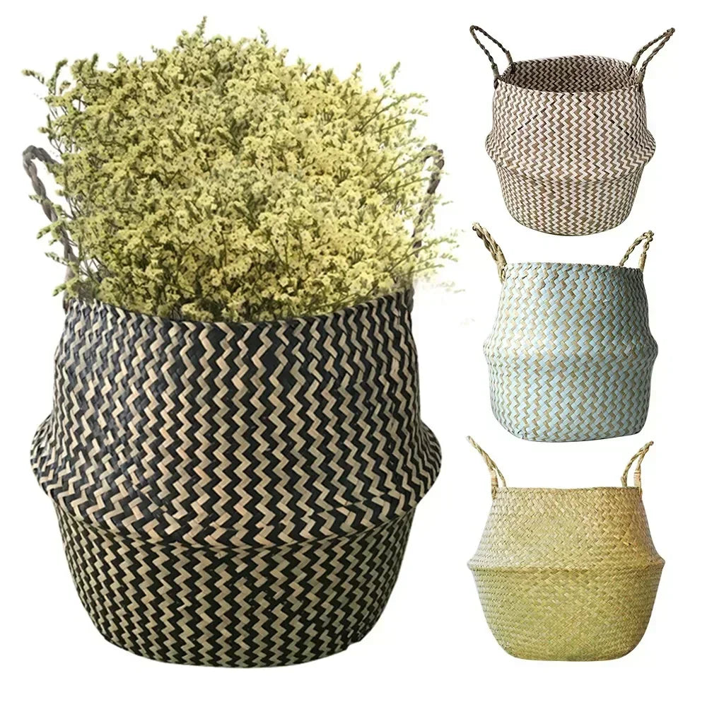 Beautiful and new handmade foldable rattan woven flower basket