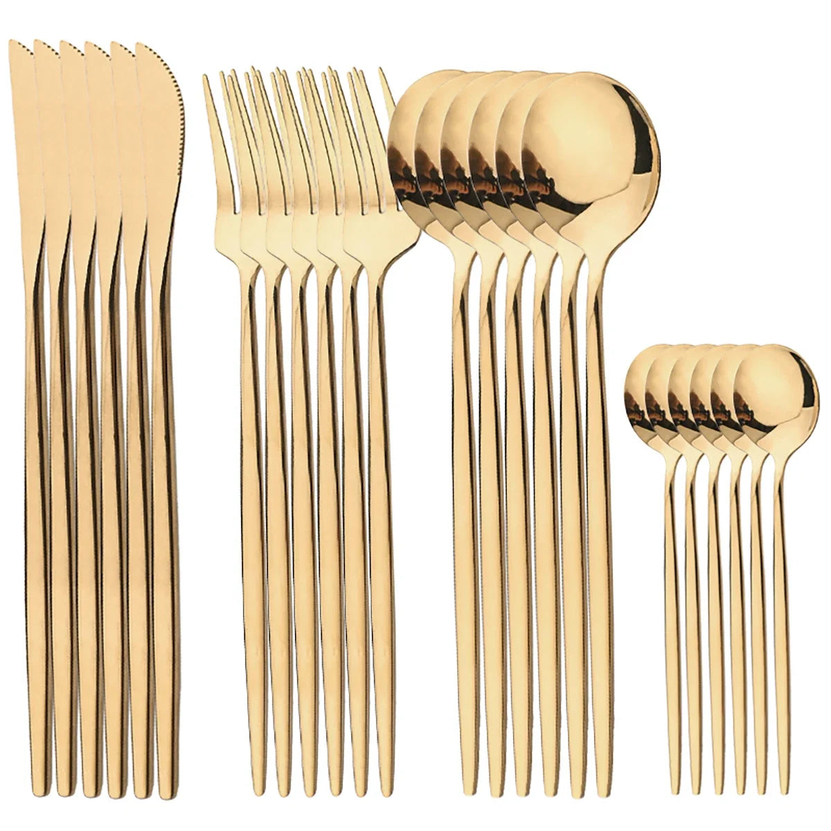 Stainless steel cutlery set - Gold, silver and black
