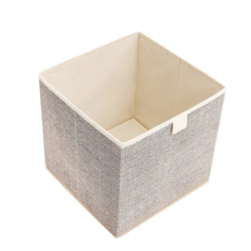 Fabric storage box without lid for clothing or miscellaneous items
