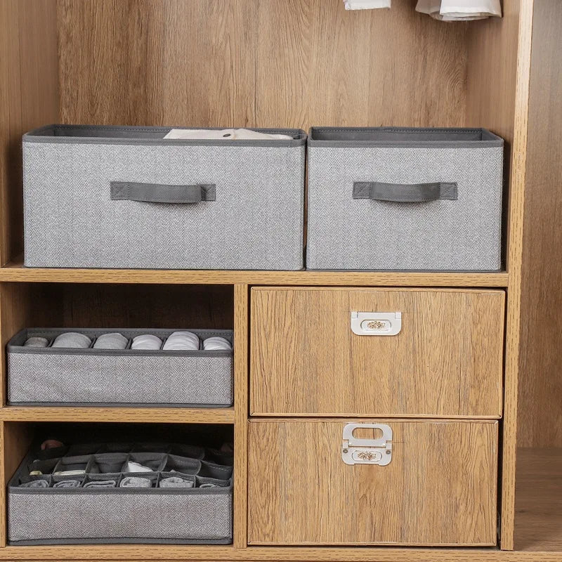 Fabric storage box without lid for clothing or miscellaneous items