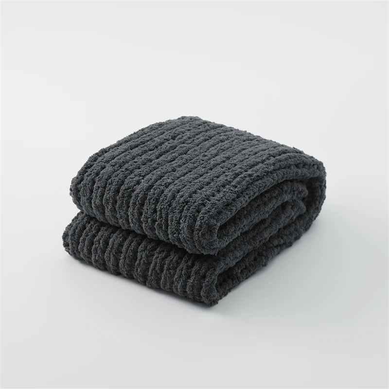 Nordic blanket + chenille tassels, soft and cozy, for sofas or beds
