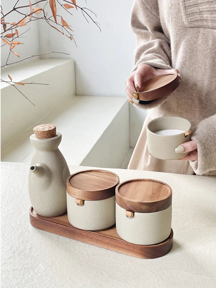 Stunning vintage Japanese style ceramic condiment jars