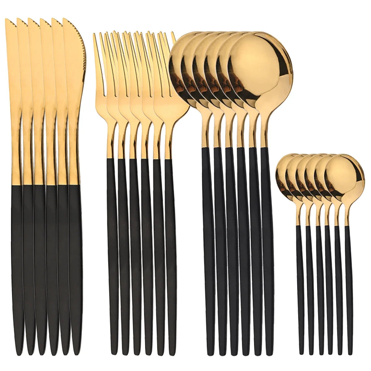Stainless steel cutlery set - Gold, silver and black