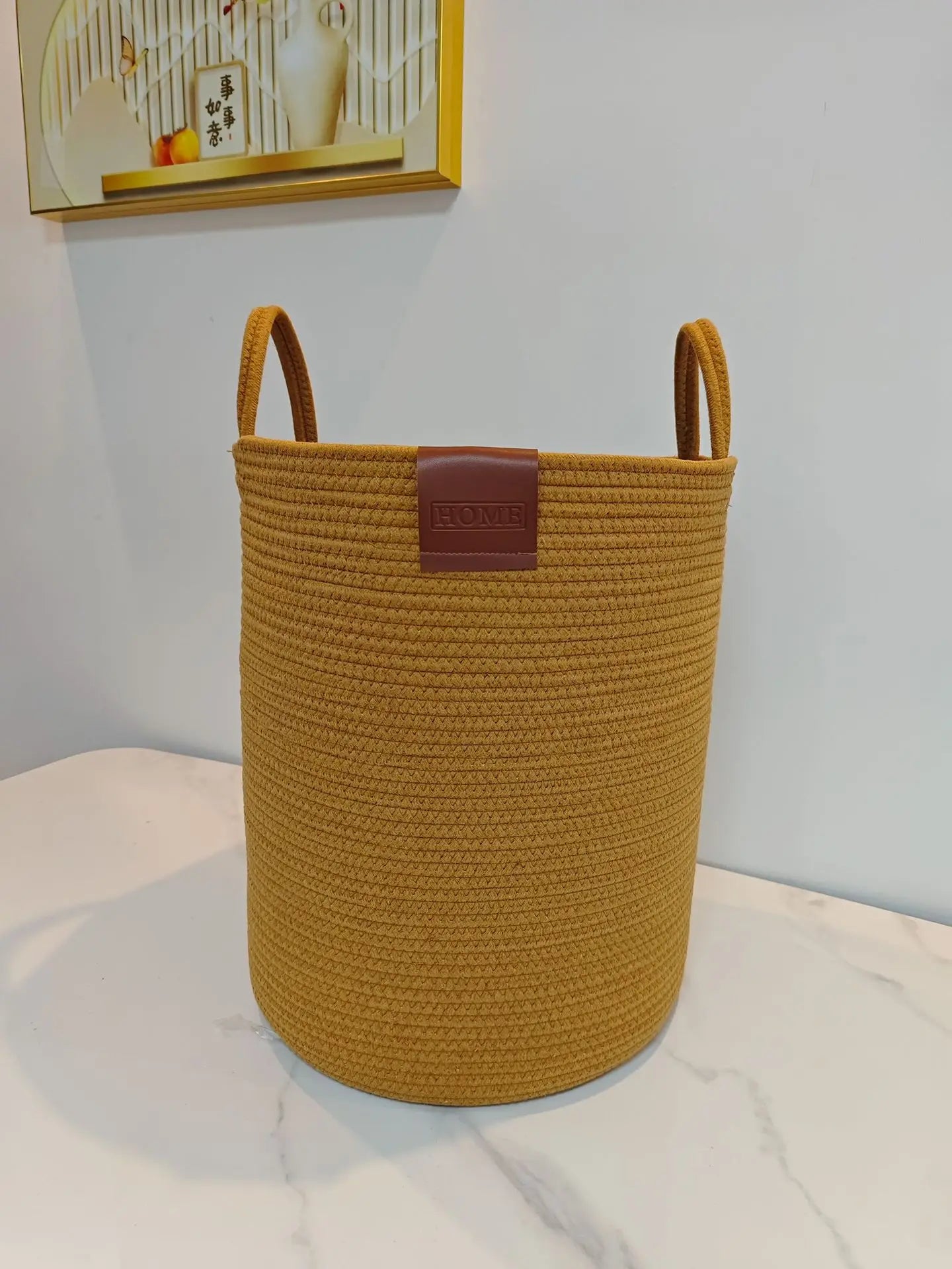 Hand-woven laundry basket for storing toys, clothes and sundries, large capacity