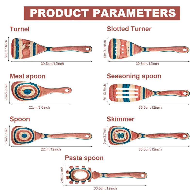 7-piece non-stick wooden kitchen utensil set