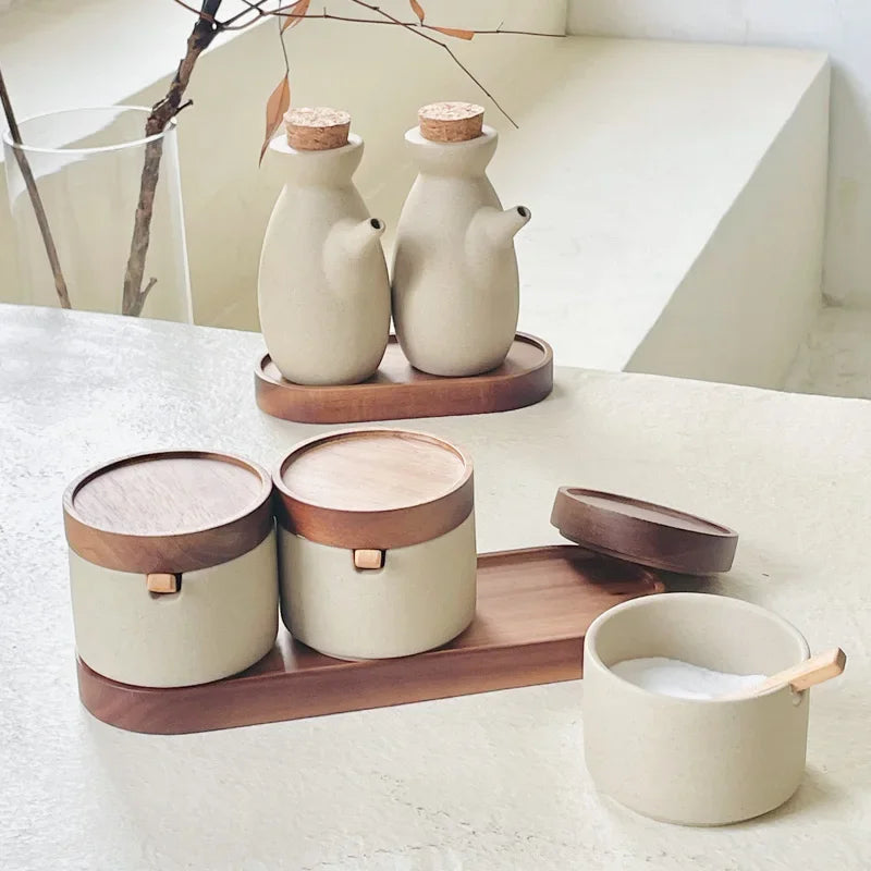 Stunning vintage Japanese style ceramic condiment jars