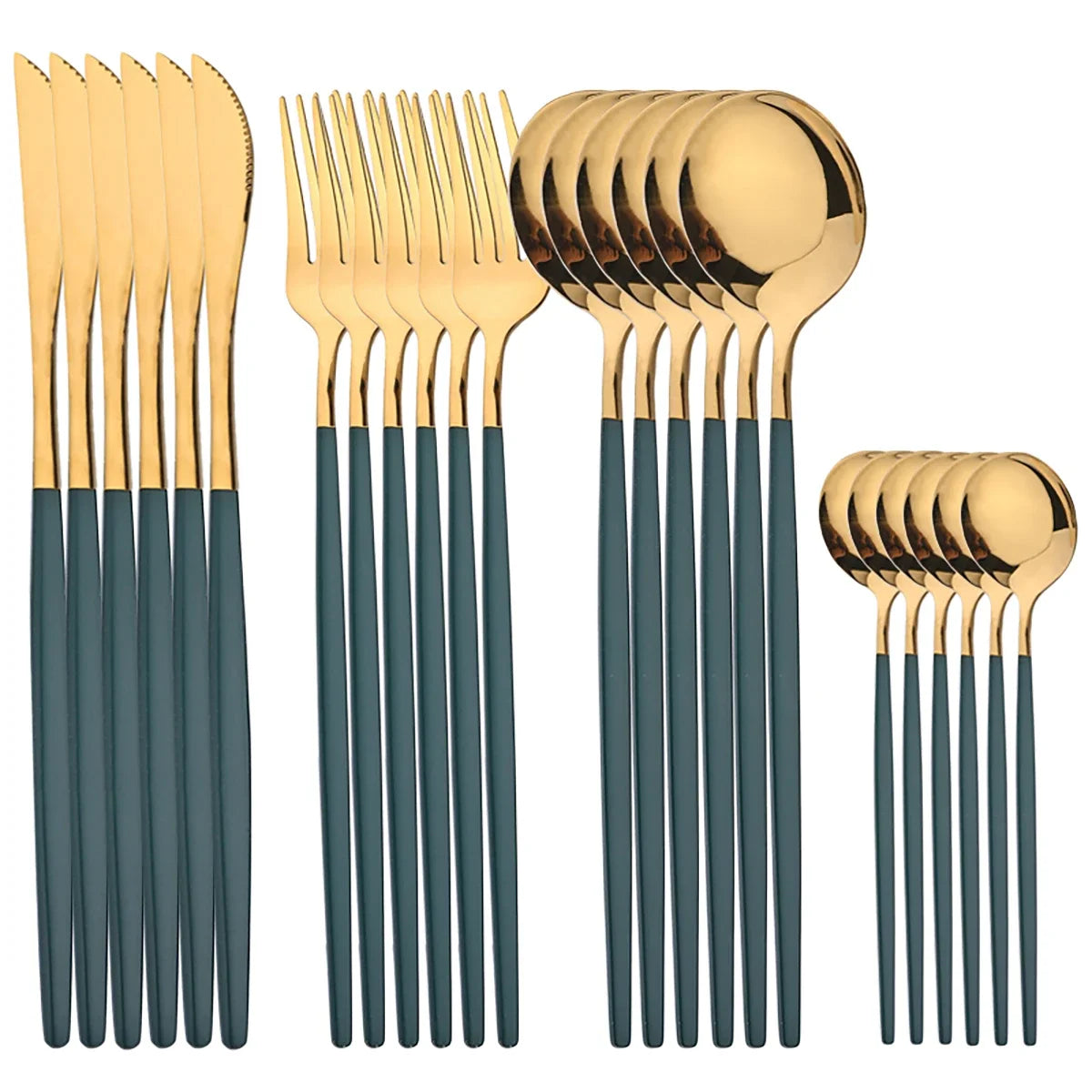 Stainless steel cutlery set - Gold, silver and black
