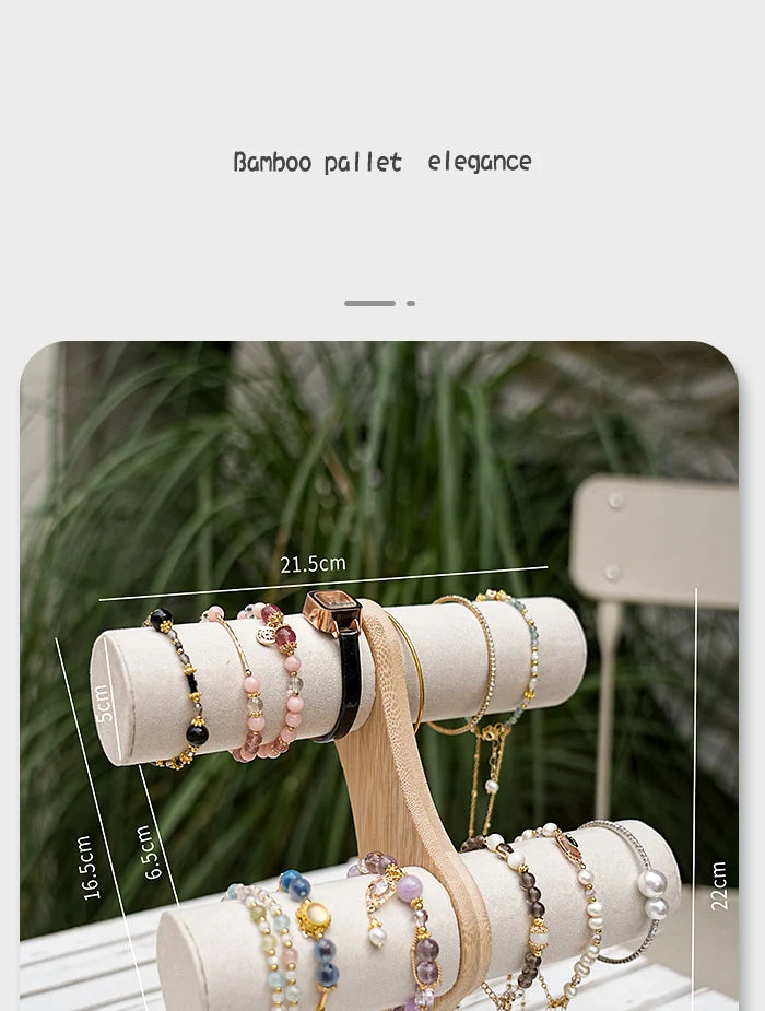 Double solid wood organizer for bracelets, watches or jewelry