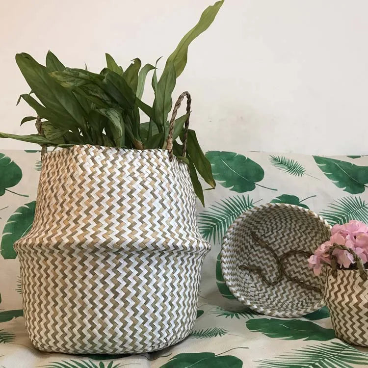 Beautiful and new handmade foldable rattan woven flower basket