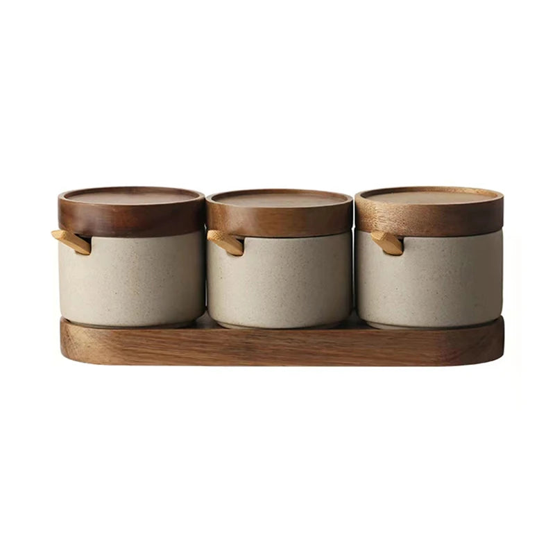 Stunning vintage Japanese style ceramic condiment jars