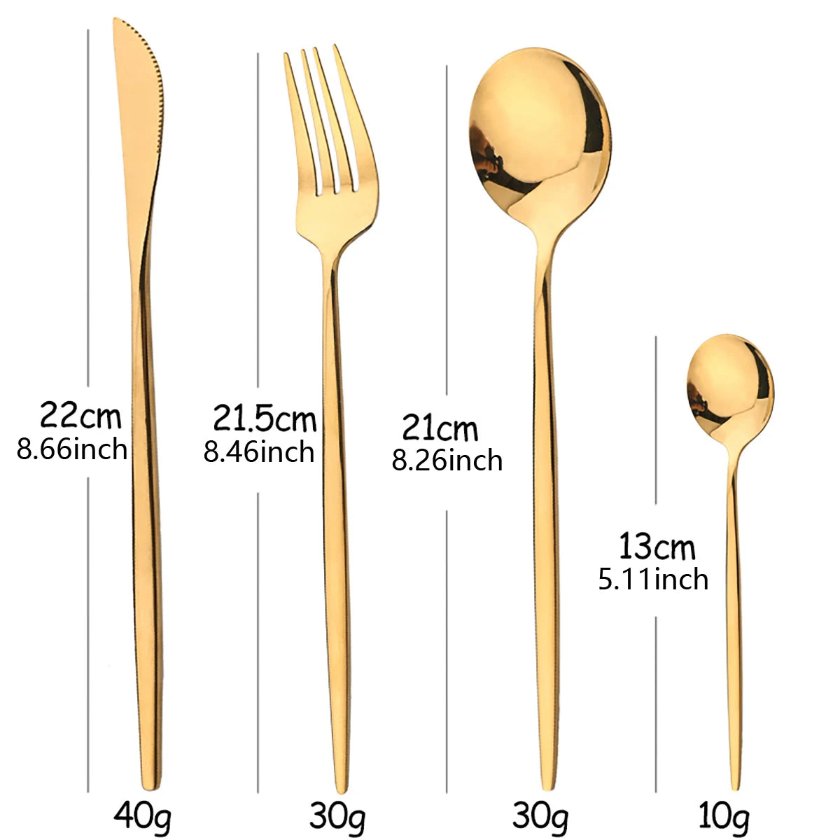 Stainless steel cutlery set - Gold, silver and black