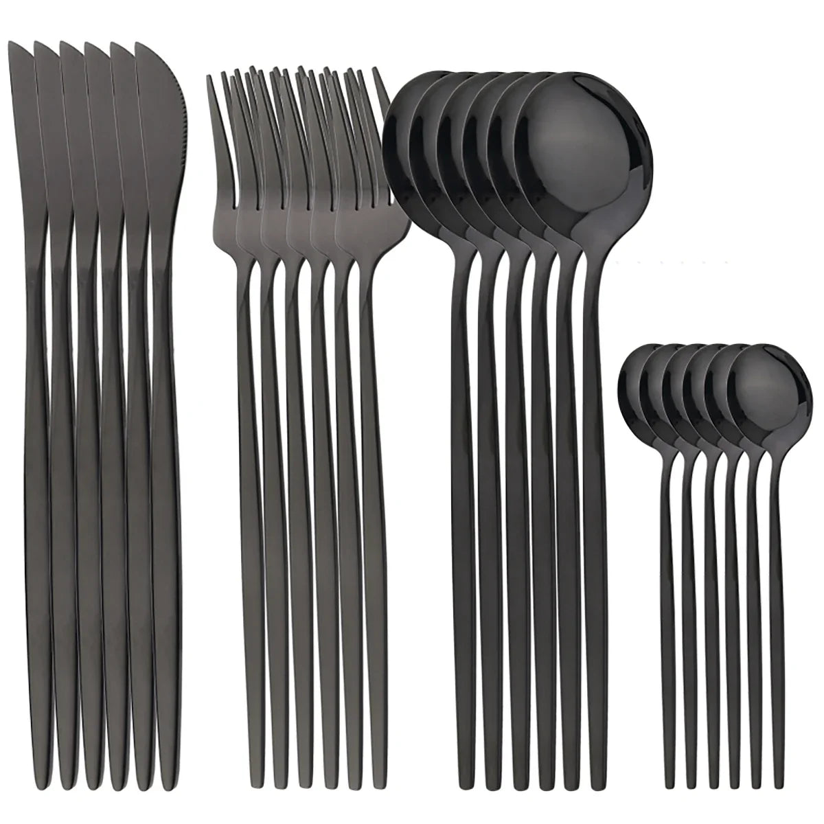 Stainless steel cutlery set - Gold, silver and black
