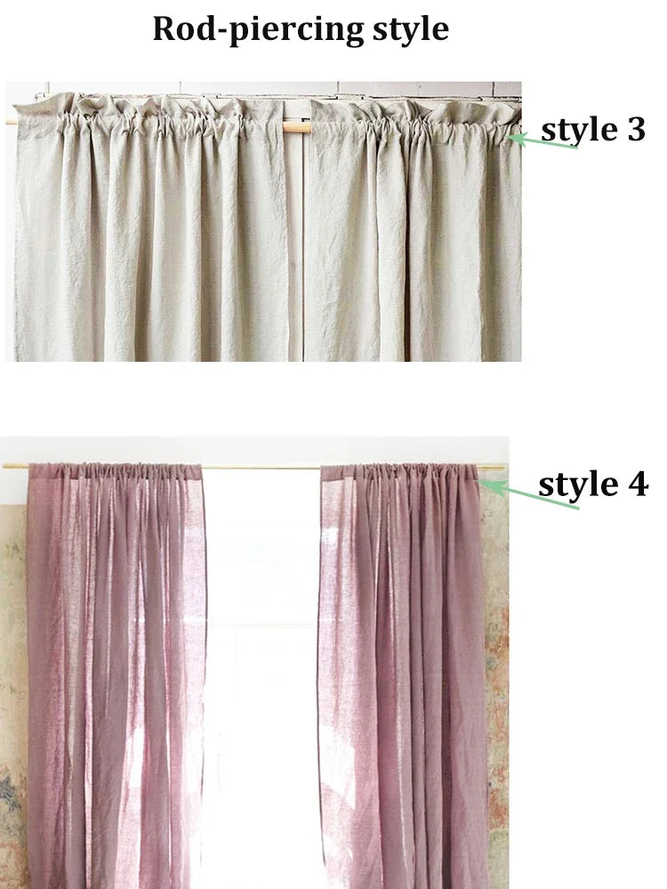 Beautiful translucent linen curtain for living room, bedroom or kitchen