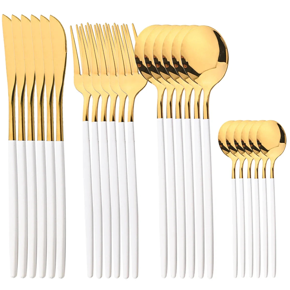 Stainless steel cutlery set - Gold, silver and black