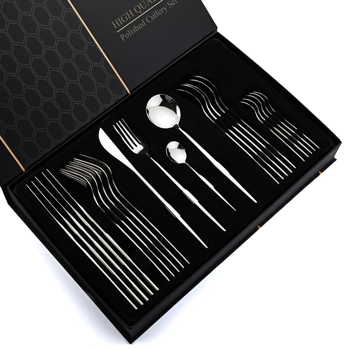 Stainless steel cutlery set - Gold, silver and black