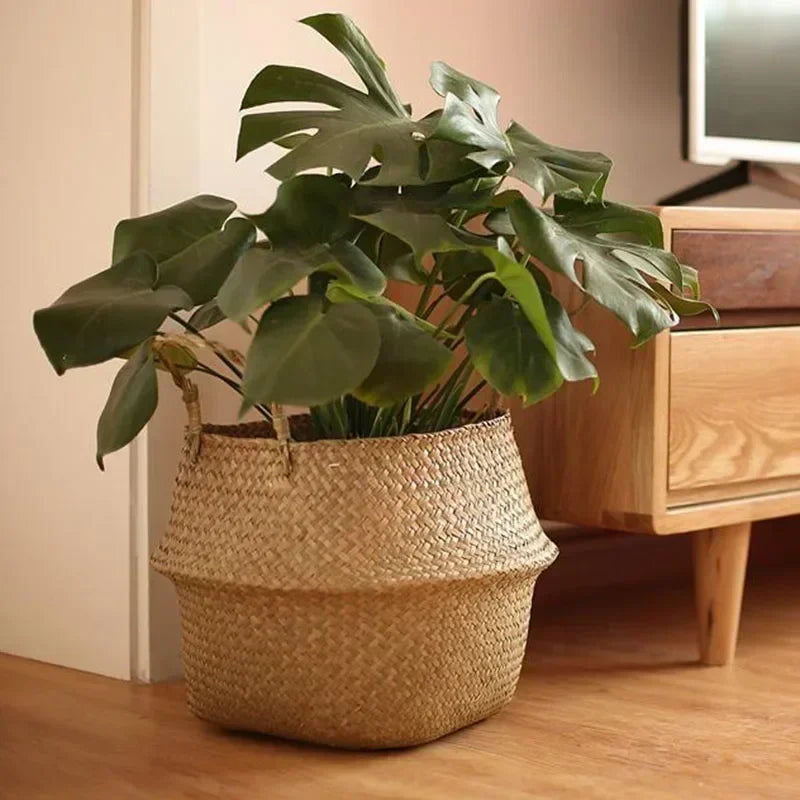 Beautiful and new handmade foldable rattan woven flower basket