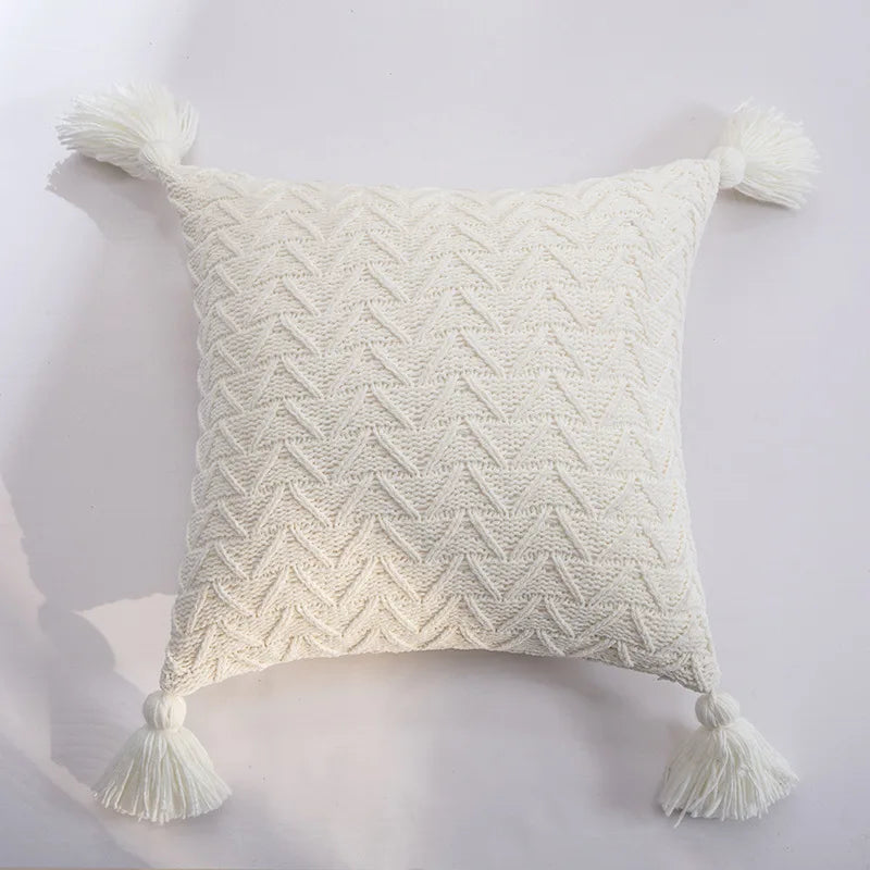 Beautiful chenille pillowcase with tassels, excellent for your living room or bedroom