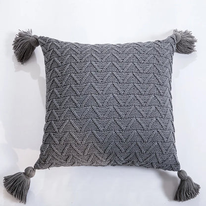 Beautiful chenille pillowcase with tassels, excellent for your living room or bedroom