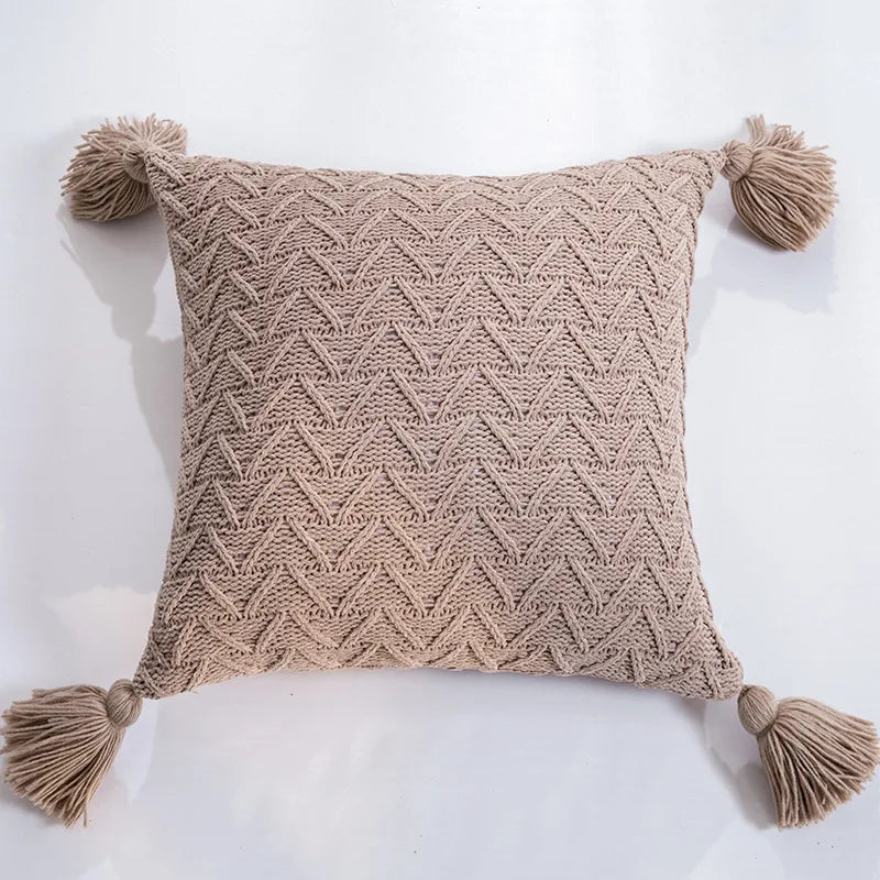 Beautiful chenille pillowcase with tassels, excellent for your living room or bedroom
