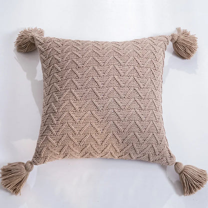 Beautiful chenille pillowcase with tassels, excellent for your living room or bedroom