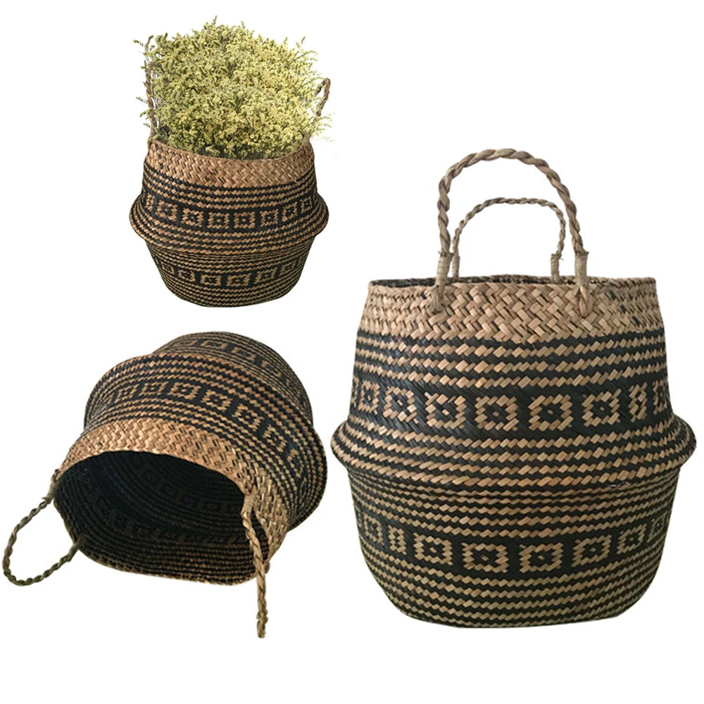 Beautiful and new handmade foldable rattan woven flower basket