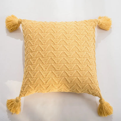 Beautiful chenille pillowcase with tassels, excellent for your living room or bedroom