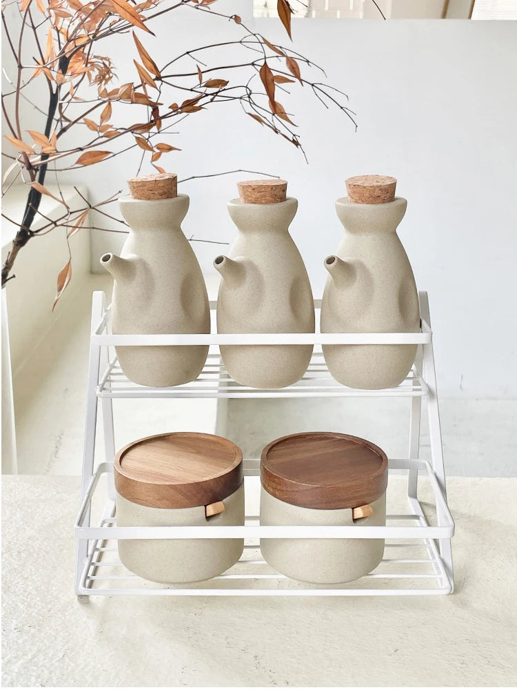 Stunning vintage Japanese style ceramic condiment jars