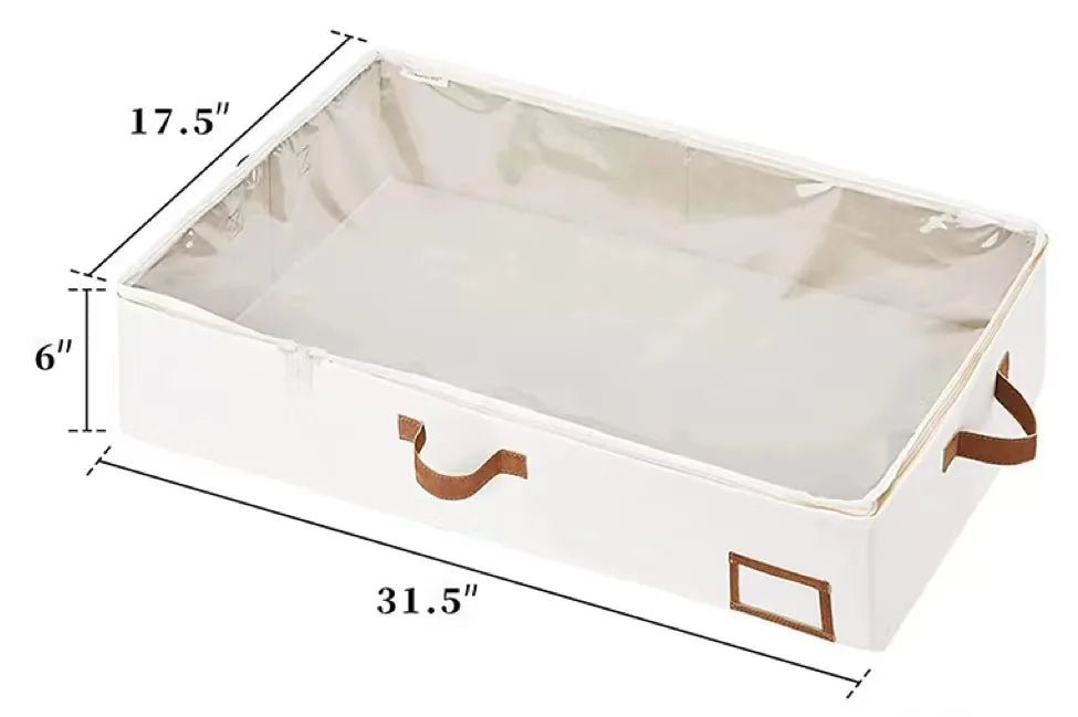 Foldable Underbed Storage Bags: Blanket, Clothes, and Comforter Storage Bag, Breathable Zippered Bedroom Organizer with Clear Window.