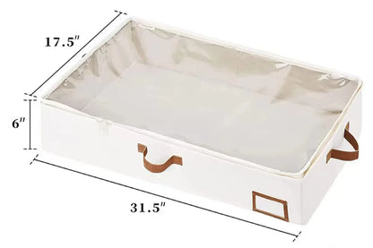 Foldable Underbed Storage Bags: Blanket, Clothes, and Comforter Storage Bag, Breathable Zippered Bedroom Organizer with Clear Window.