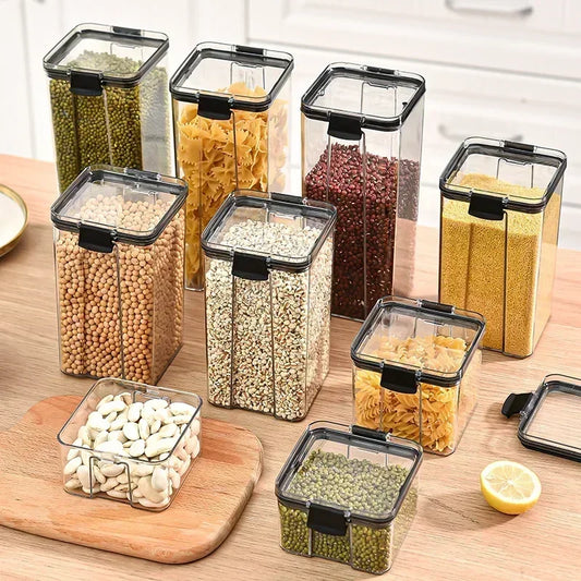 Airtight plastic lidded food storage organizer - Clear