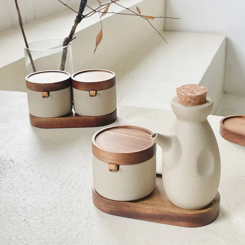 Stunning vintage Japanese style ceramic condiment jars