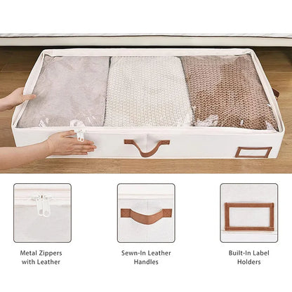 Foldable Underbed Storage Bags: Blanket, Clothes, and Comforter Storage Bag, Breathable Zippered Bedroom Organizer with Clear Window.