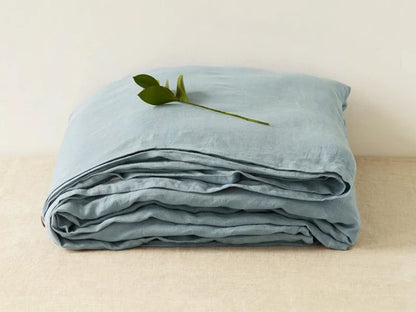 Soft and breathable natural linen sheet set: 2 pillowcases + rustic style sheets