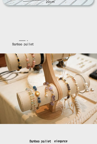 Double solid wood organizer for bracelets, watches or jewelry