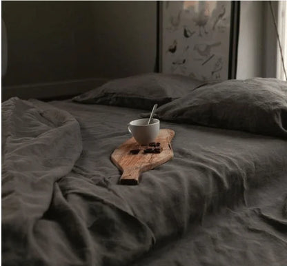 Soft and breathable natural linen sheet set: 2 pillowcases + rustic style sheets