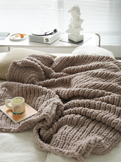 Nordic blanket + chenille tassels, soft and cozy, for sofas or beds