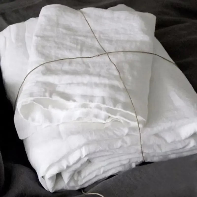 Soft and breathable natural linen sheet set: 2 pillowcases + rustic style sheets