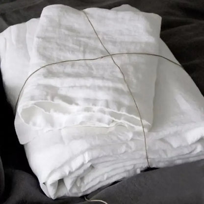 Soft and breathable natural linen sheet set: 2 pillowcases + rustic style sheets