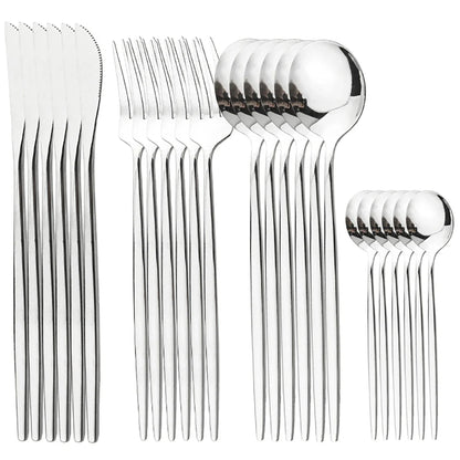 Stainless steel cutlery set - Gold, silver and black