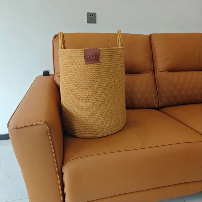 Hand-woven laundry basket for storing toys, clothes and sundries, large capacity