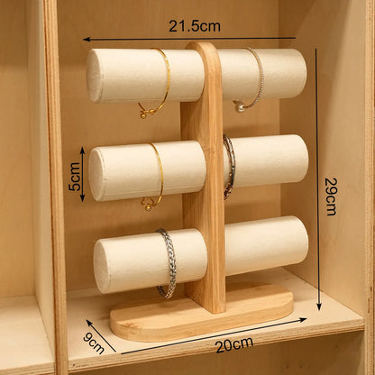 Double solid wood organizer for bracelets, watches or jewelry