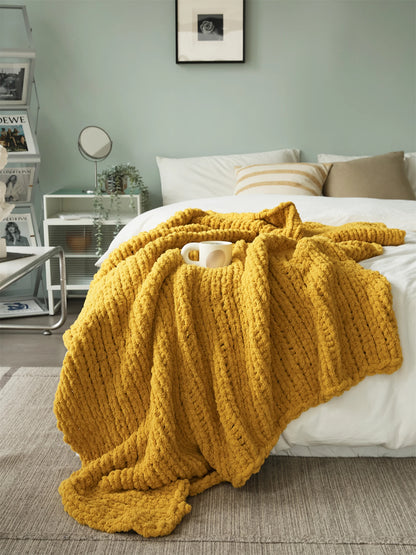 Nordic blanket + chenille tassels, soft and cozy, for sofas or beds