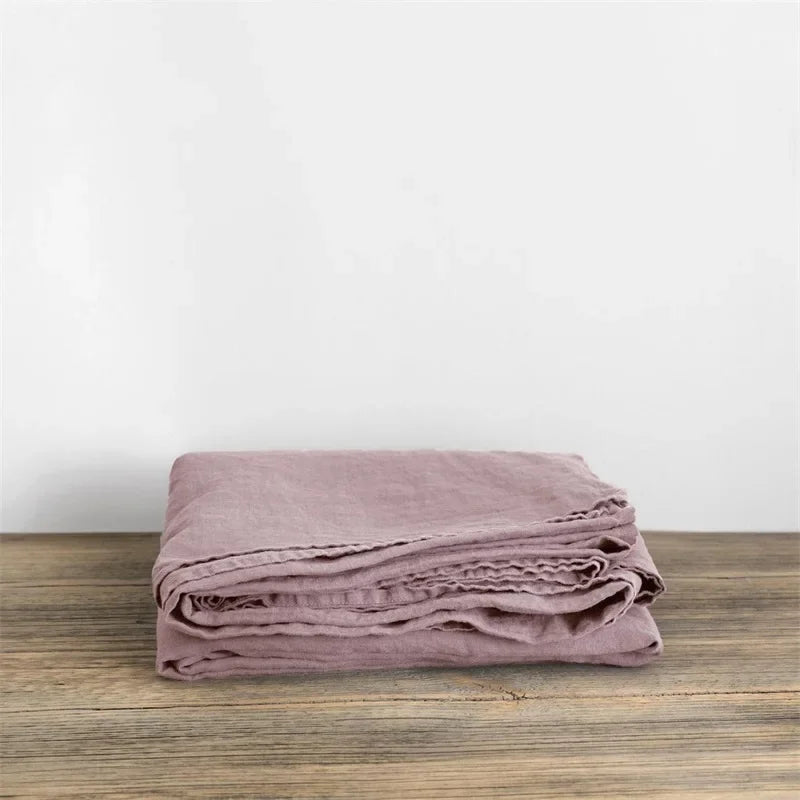 Soft and breathable natural linen sheet set: 2 pillowcases + rustic style sheets